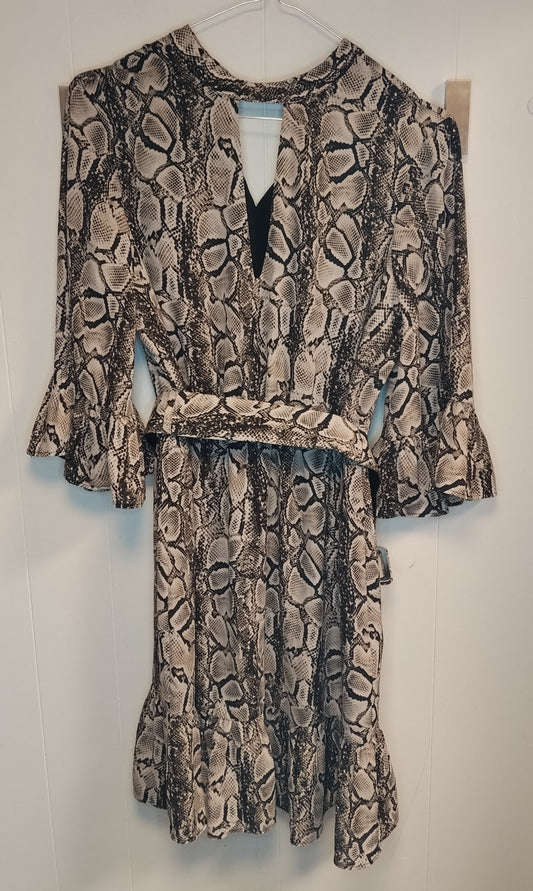 Abito Motivi Donna Taglia 42 Fantasia Pitonata con Cintura Elegante