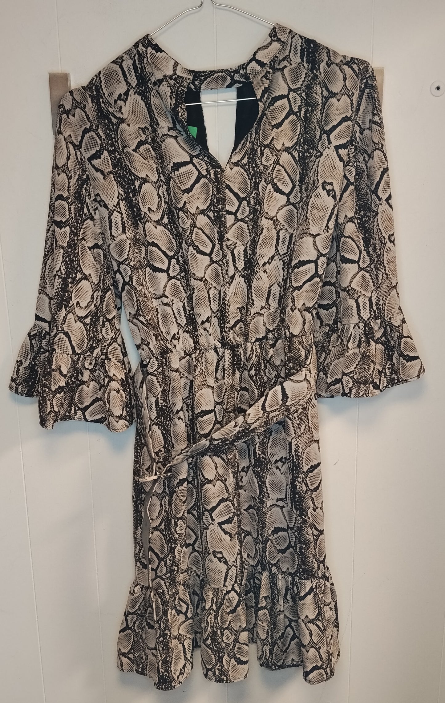 Abito Motivi Donna Taglia 42 Fantasia Pitonata con Cintura Elegante