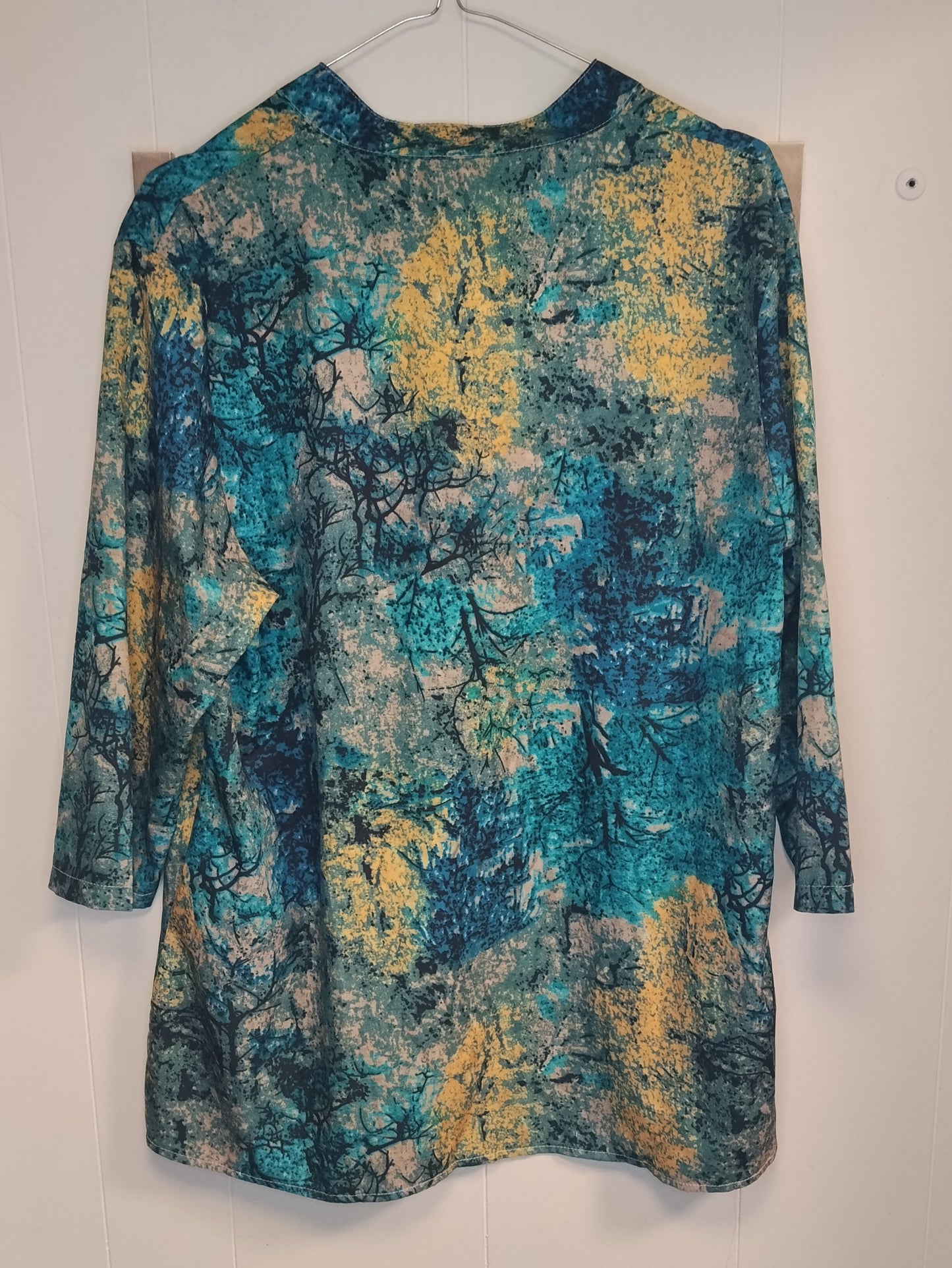 Blusa Uomo Donna Taglia XL Fantasia Astratta Blu e Turchese Casual Chic
