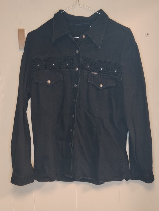 Camicia Lafei Nier Donna Taglia XL Nera Denim con Ricami Elegante