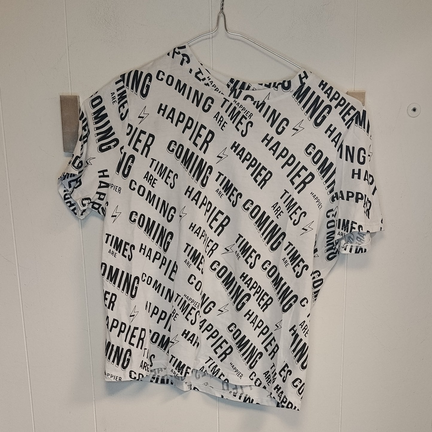 T-Shirt Tally Weijl Donna Taglia XXS Bianca con Scritta Happier Casual
