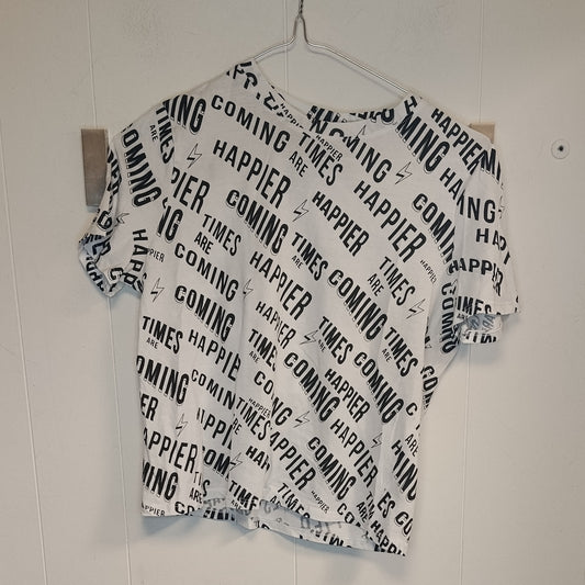 T-Shirt Tally Weijl Donna Taglia XXS Bianca con Scritta Happier Casual