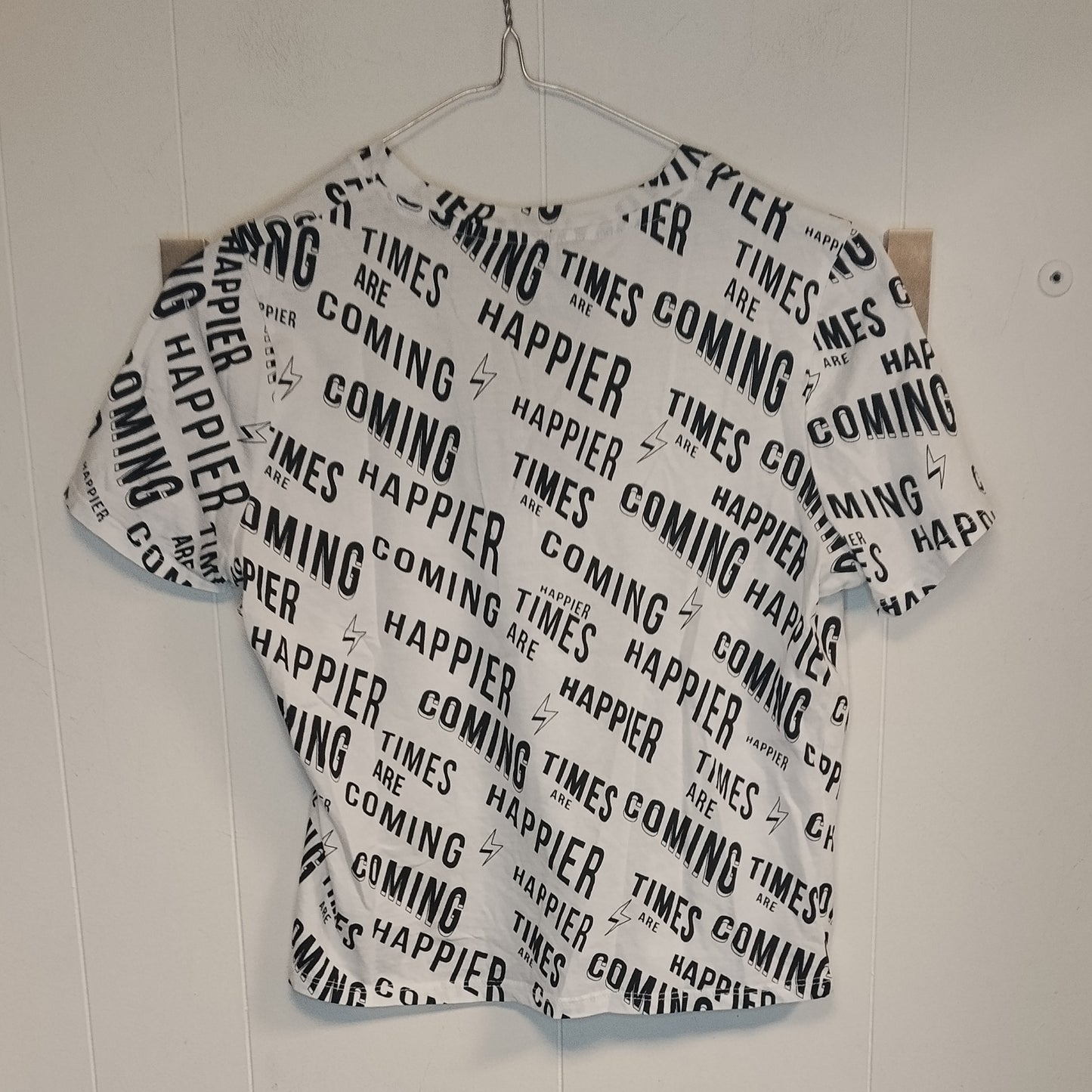 T-Shirt Tally Weijl Donna Taglia XXS Bianca con Scritta Happier Casual