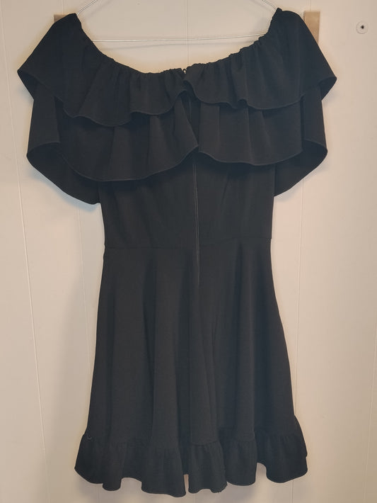 Abito Mexton Donna Taglia 36 Nero Off Shoulder con Volant Elegante