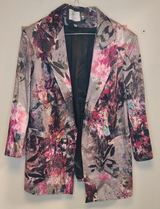 Blazer Donna Taglia XL Fantasia Floreale Multicolor Elegante Casual Chic