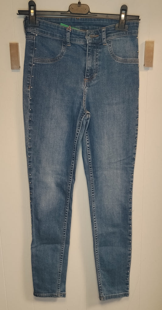 Jeans Donna Yamamay Taglia S Skinny Denim Chiaro con Borchie Laterali