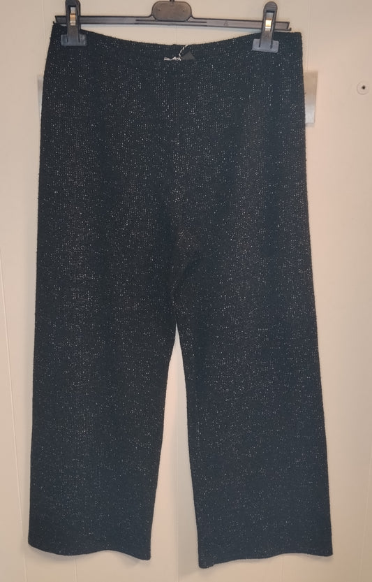 Pantaloni Donna OVS Taglia L Neri Lurex Gamba Larga Eleganti