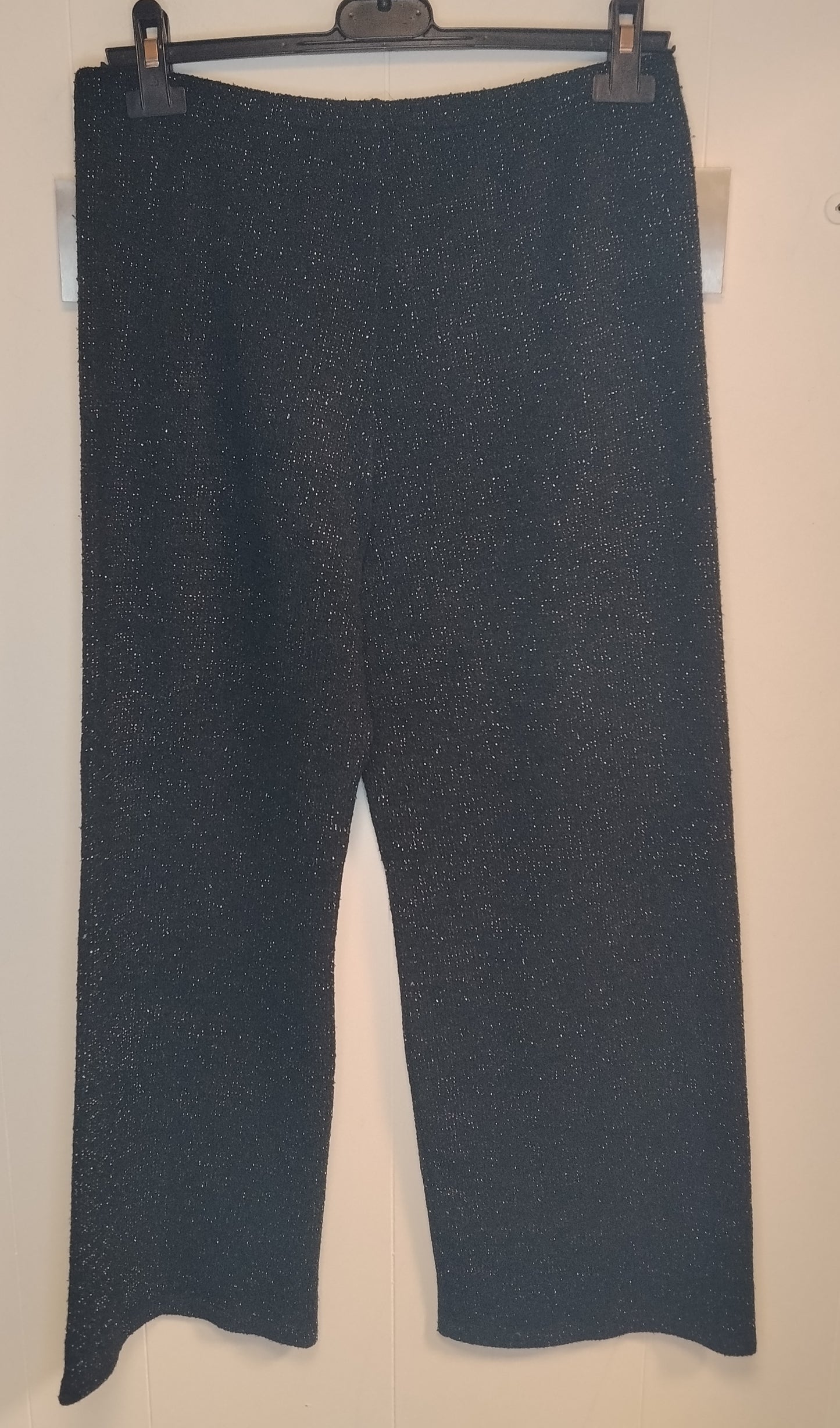 Pantaloni Donna OVS Taglia L Neri Lurex Gamba Larga Eleganti