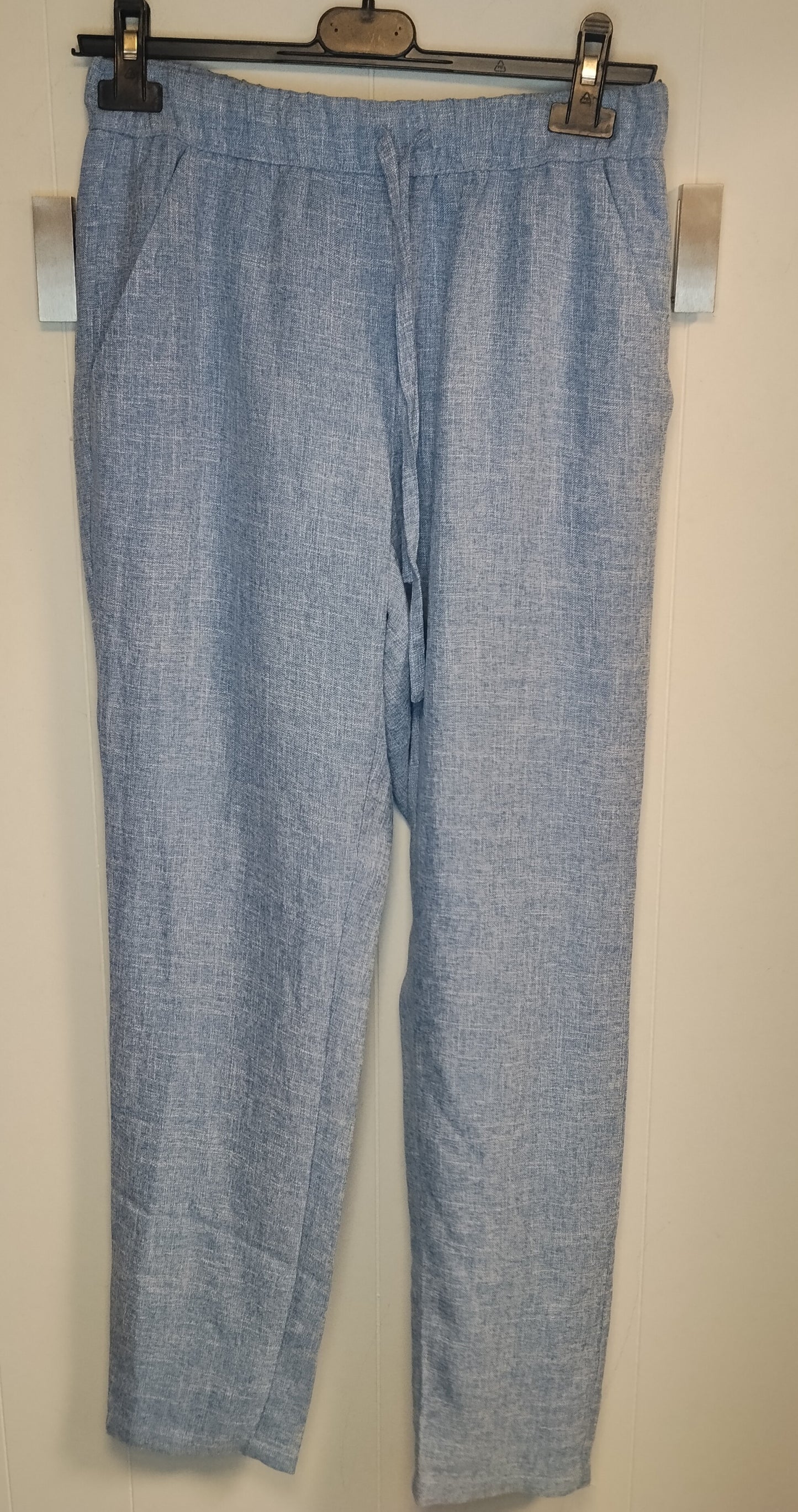 Pantaloni Donna Vero Moda Taglia S Azzurro Chiaro Effetto Lino Casual