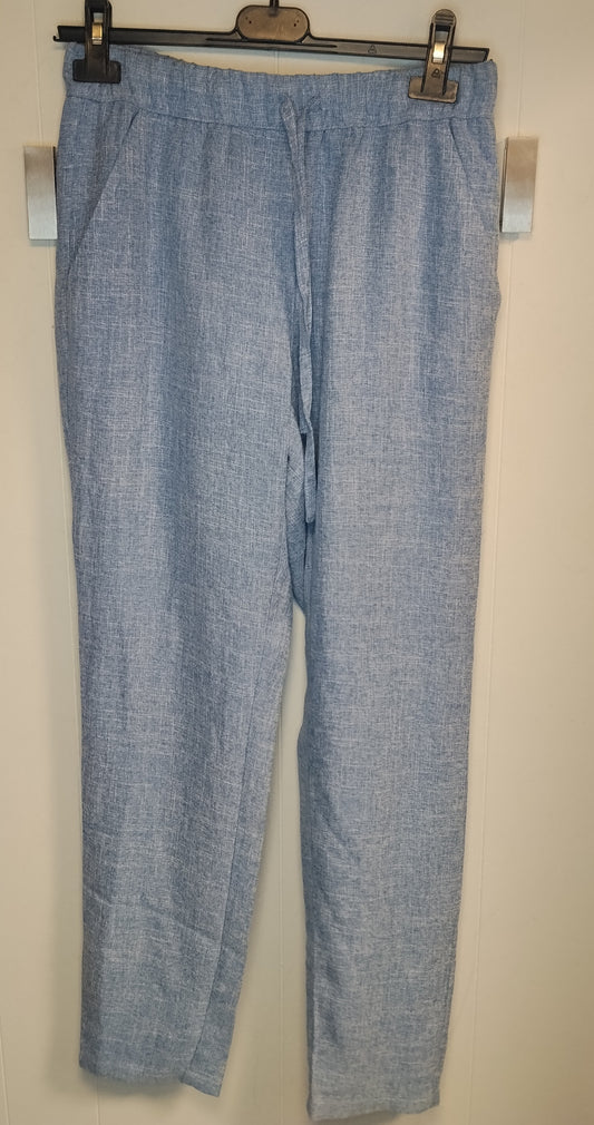 Pantaloni Donna Vero Moda Taglia S Azzurro Chiaro Effetto Lino Casual