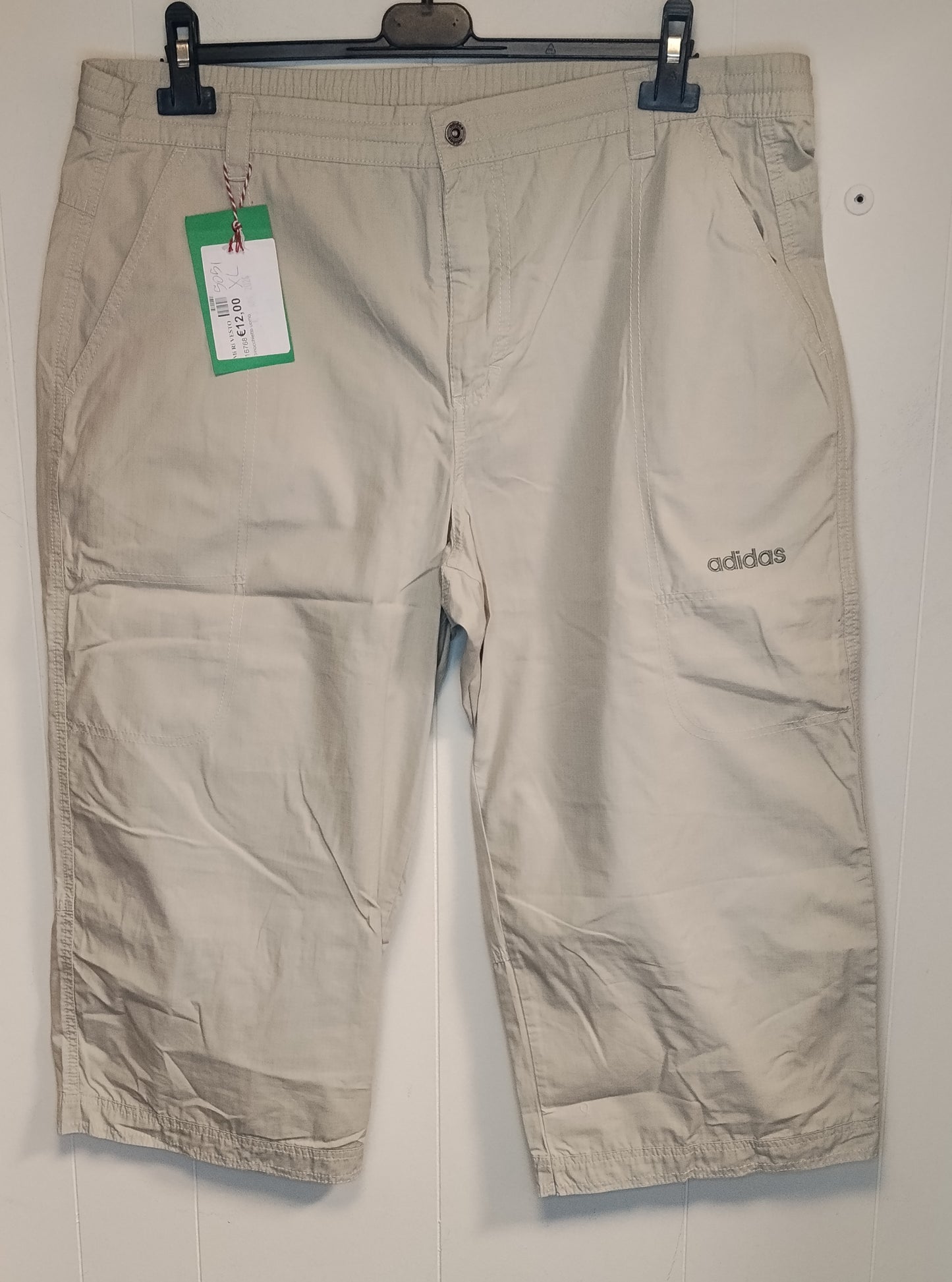 Pantaloni Uomo Adidas XXL Beige Sportivi Leggeri 3/4