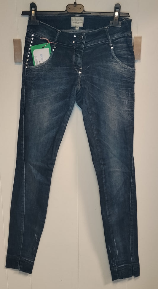 Jeans Donna MET Taglia 42 Skinny Blu Scuro Con Strass