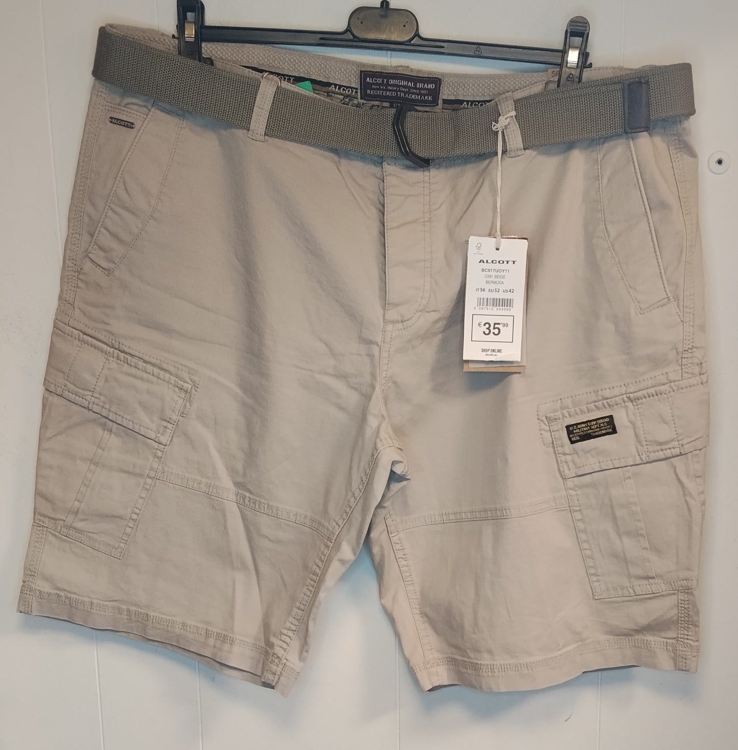 Bermuda Uomo Alcott Taglia 56 Beige Cargo Nuovi Con Cartellino