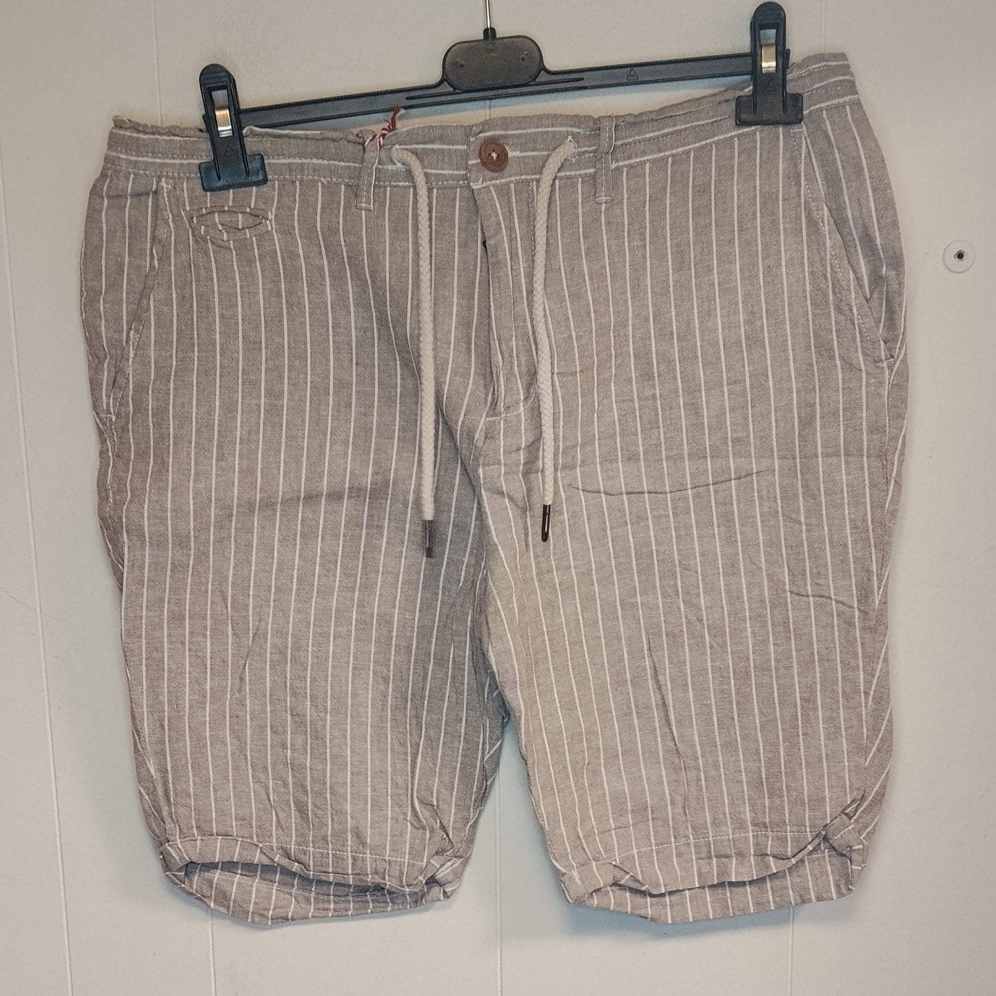 Bermuda Uomo Disculpe Taglia 54 Beige Riga Bianca Casual Estivo