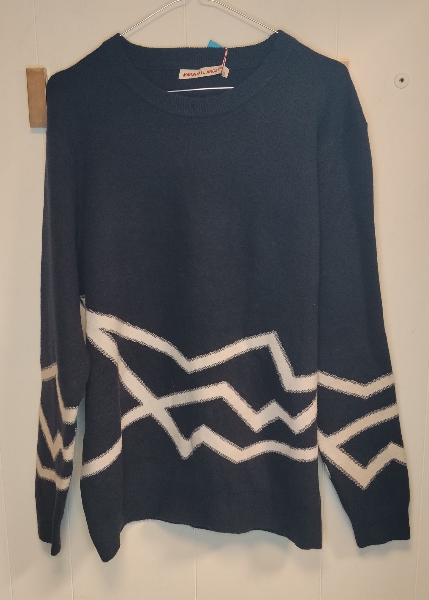 Maglione Donna Marshall Angel Nero con Fantasia Geometrica Taglia XL