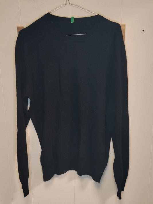 Maglione Uomo Benetton Nero Girocollo Basic Taglia M