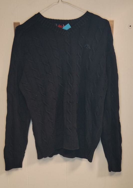 Maglione Uomo Kappa Nero Lavorazione Trecce Girocollo Taglia M