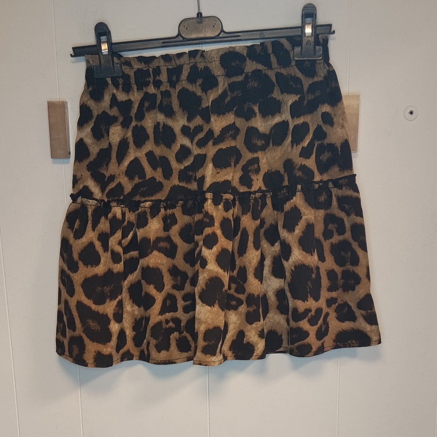 Gonna Donna Leopardata Volant Vita Elasticizzata Taglia S