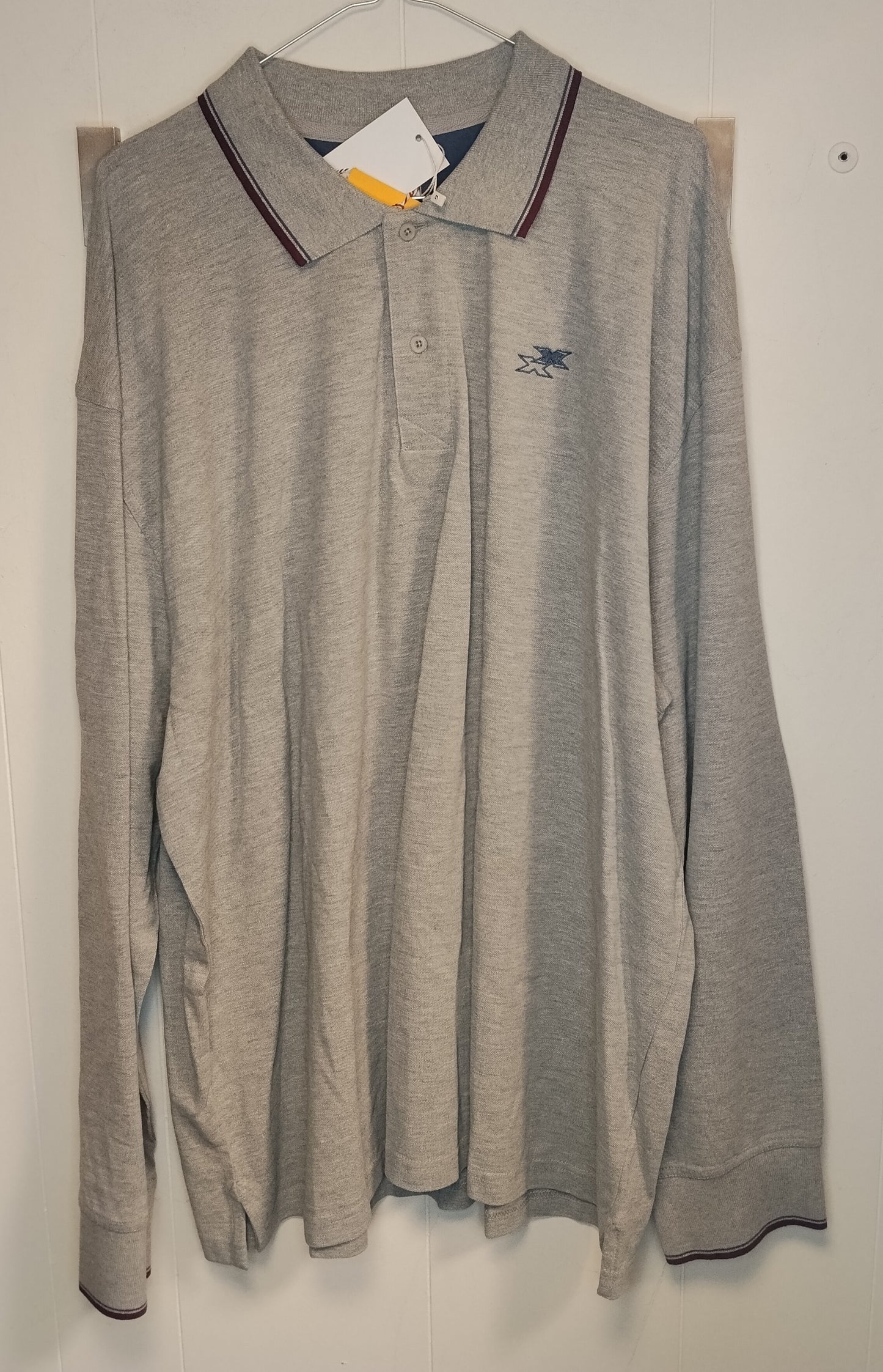 Polo Uomo Gymnasium Grigia Manica Lunga Taglia 6XL Nuova con Cartellino