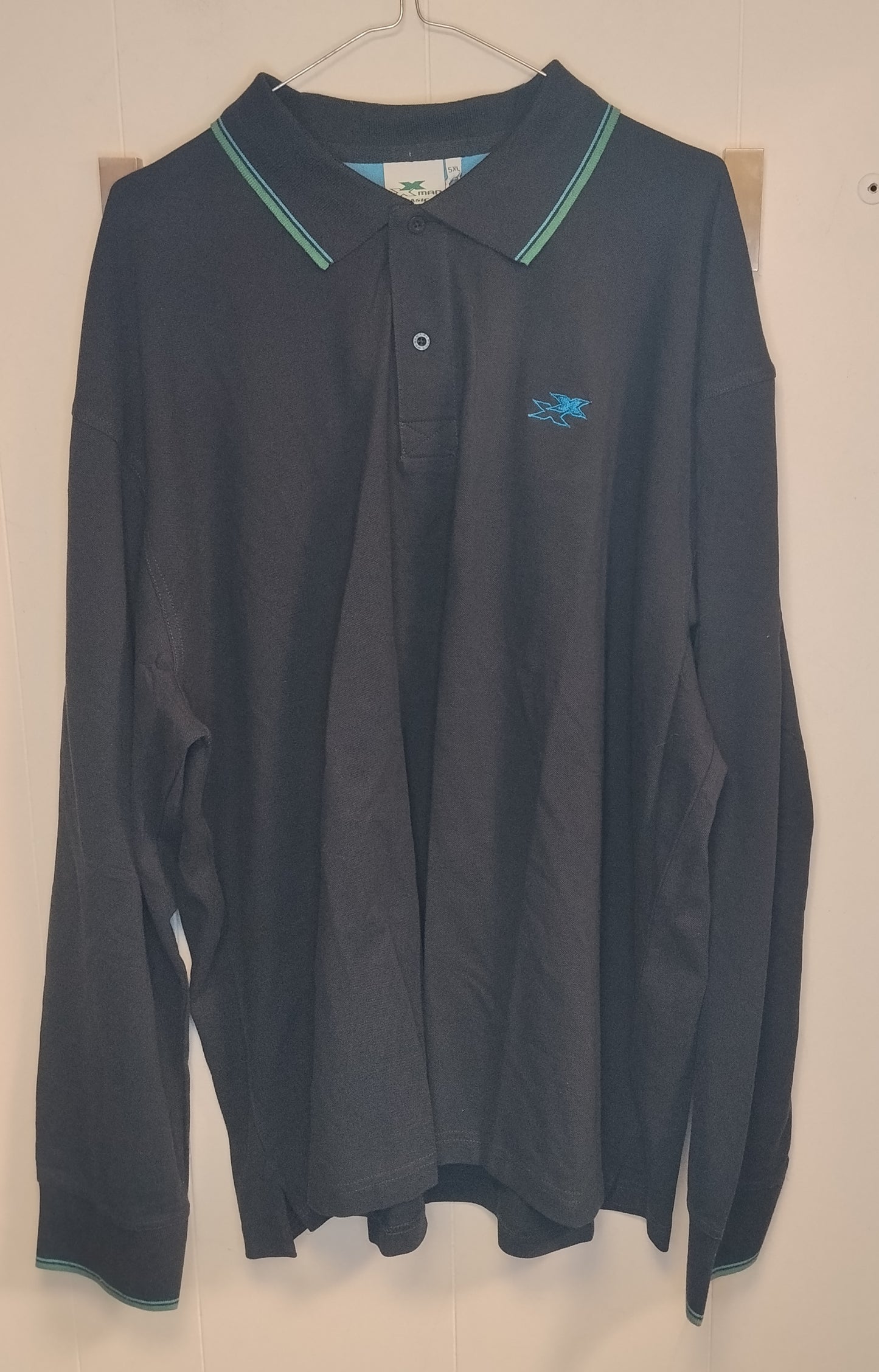 Polo Uomo Gymnasium Blu Navy Manica Lunga Taglia 5XL Nuova con Cartellino