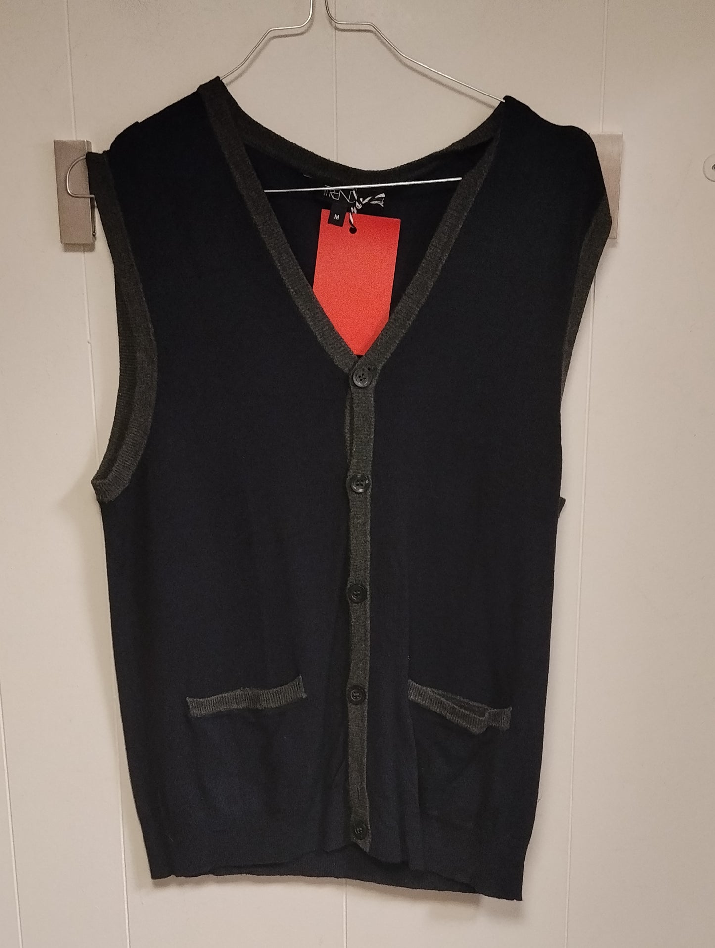 Gilet Uomo Trend Taglia M Nero Maglia Casual Elegante
