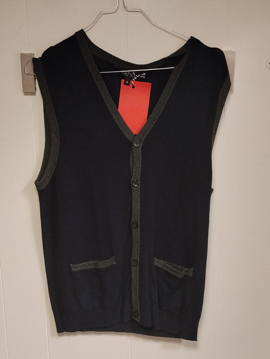 Gilet Uomo Trend Taglia M Nero Maglia Casual Elegante