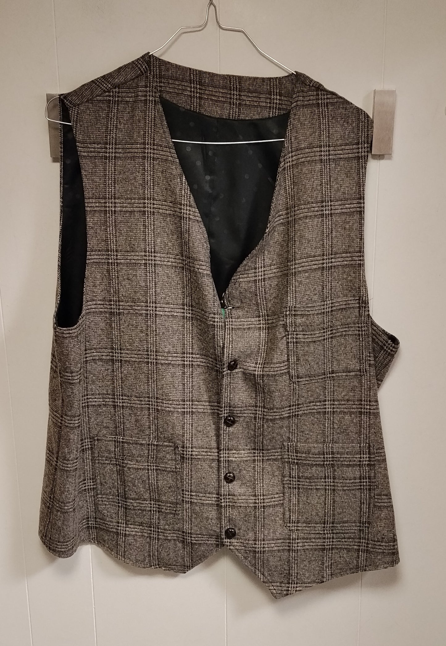 Gilet Uomo Quadri Vintage Beige Marrone Taglia L Elegante Classico