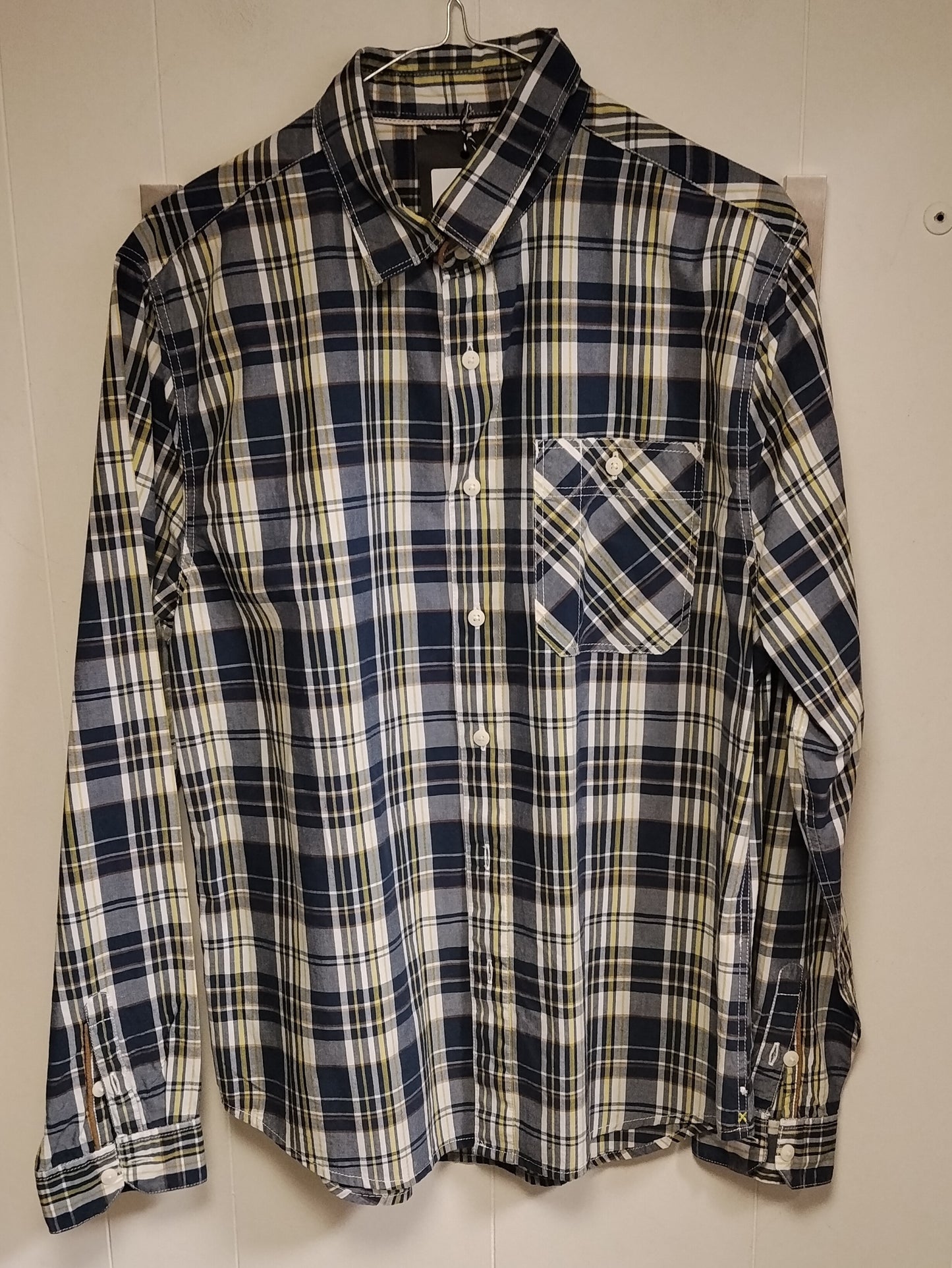 Camicia Uomo LS&Co Taglia M Quadri Blu Bianco Casual