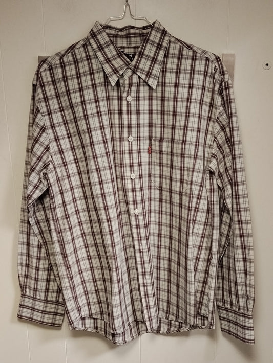 Camicia Uomo Levi's Taglia M Quadri Beige Marrone Casual Vintage