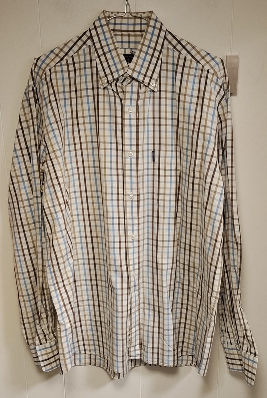 Camicia Uomo Amerigo Vespucci Taglia 42 Quadri Beige Azzurro Elegante