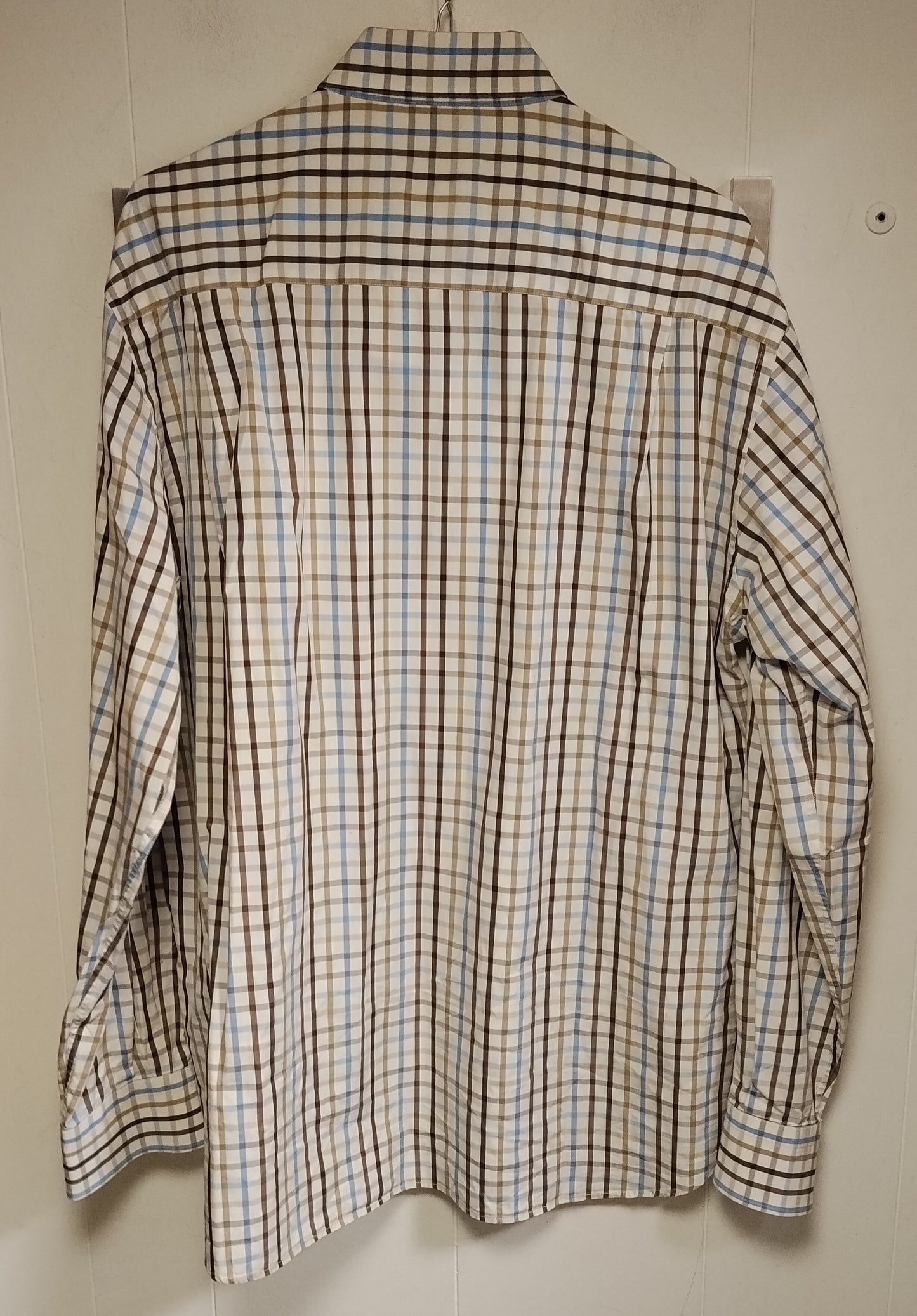 Camicia Uomo Amerigo Vespucci Taglia 42 Quadri Beige Azzurro Elegante