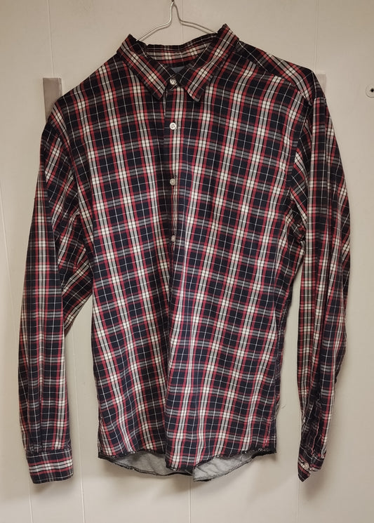 Camicia Uomo Conbipel Taglia L Slim Fit Quadri Blu Rosso Casual