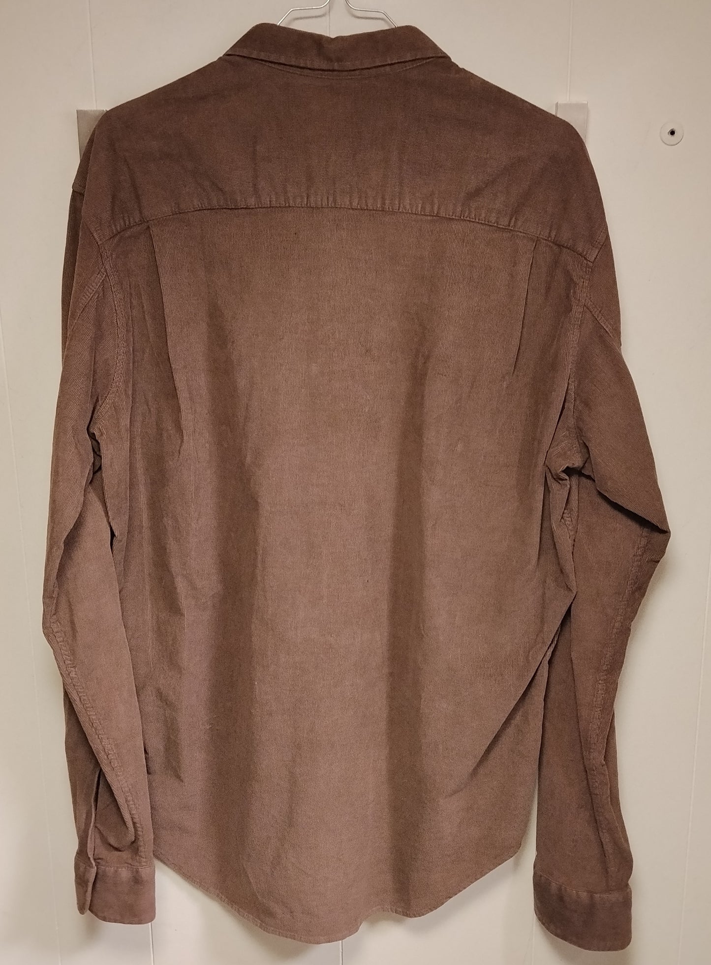 Camicia Uomo Benetton Taglia L Velluto Marrone Casual Vintage