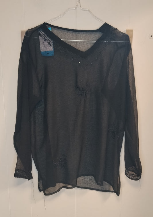 Blusa Donna Senza Marca Taglia M Nera Trasparente