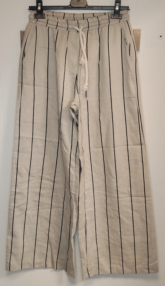 Pantalone Donna Susy Mix Taglia M A Righe Beige