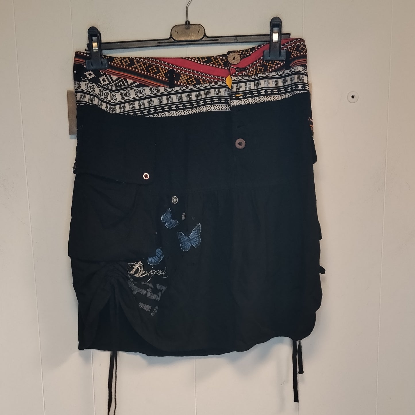 Gonna Donna Desigual Taglia 40 Nera Ricamata
