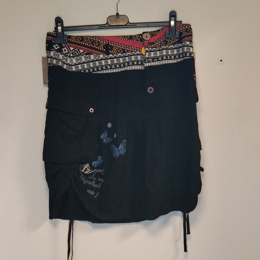 Gonna Donna Desigual Taglia 40 Nera Ricamata