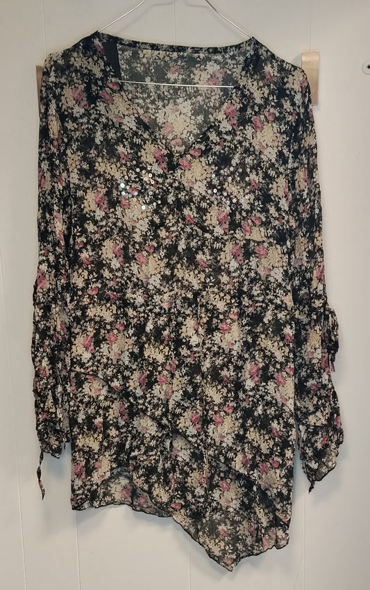 Blusa Donna Floreale Trasparente Taglia M Senza Marca