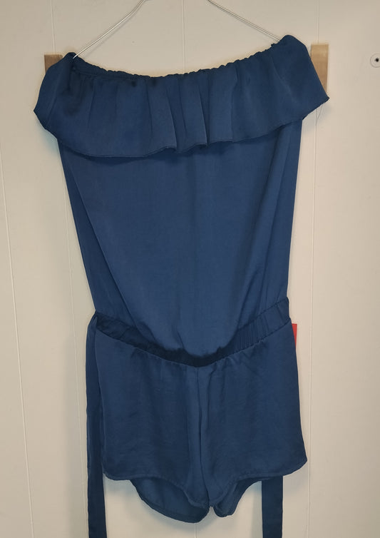 Abito corto donna taglia S blu senza marca con volant
