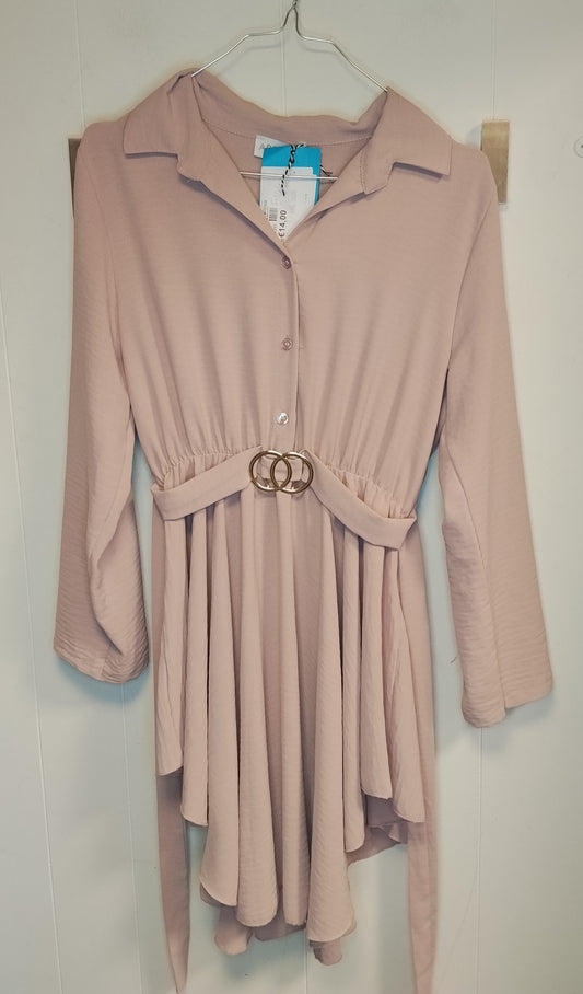 Abito camicia Apricot donna taglia M rosa cipria con cintura e plissé