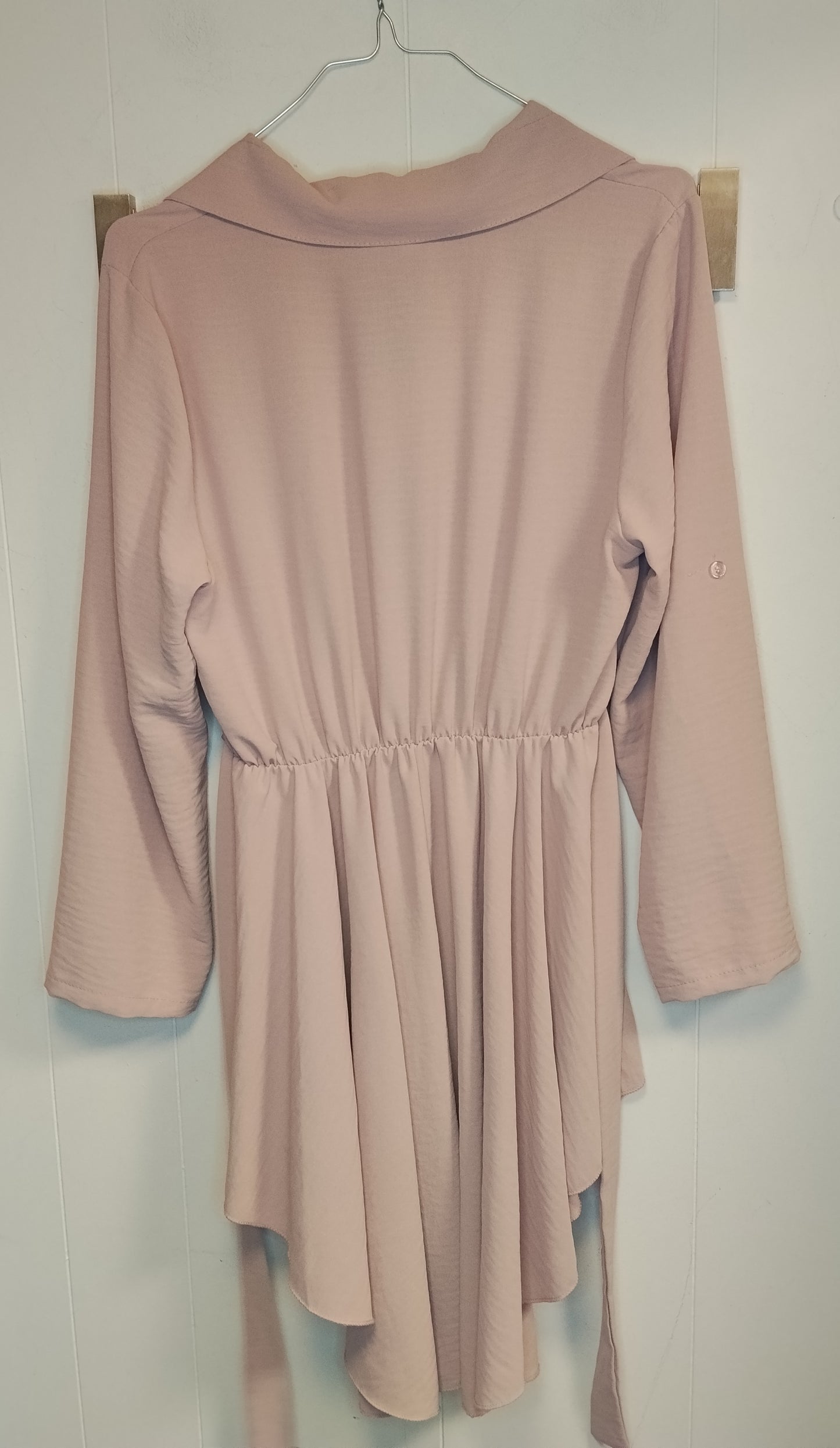 Abito camicia Apricot donna taglia M rosa cipria con cintura e plissé