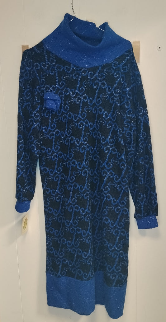 Abito donna taglia XL blu e nero fantasia nuovo con cartellino