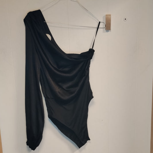 Top body monospalla donna taglia M nero senza marca manica lunga
