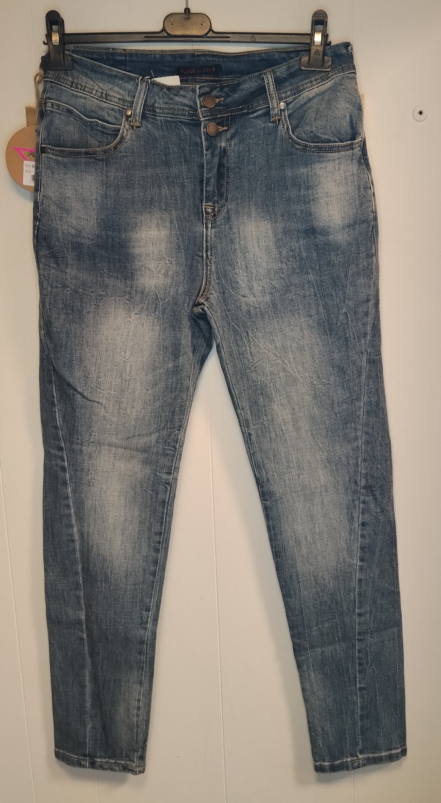 Jeans Place du Jour donna taglia 40 lavaggio chiaro effetto used