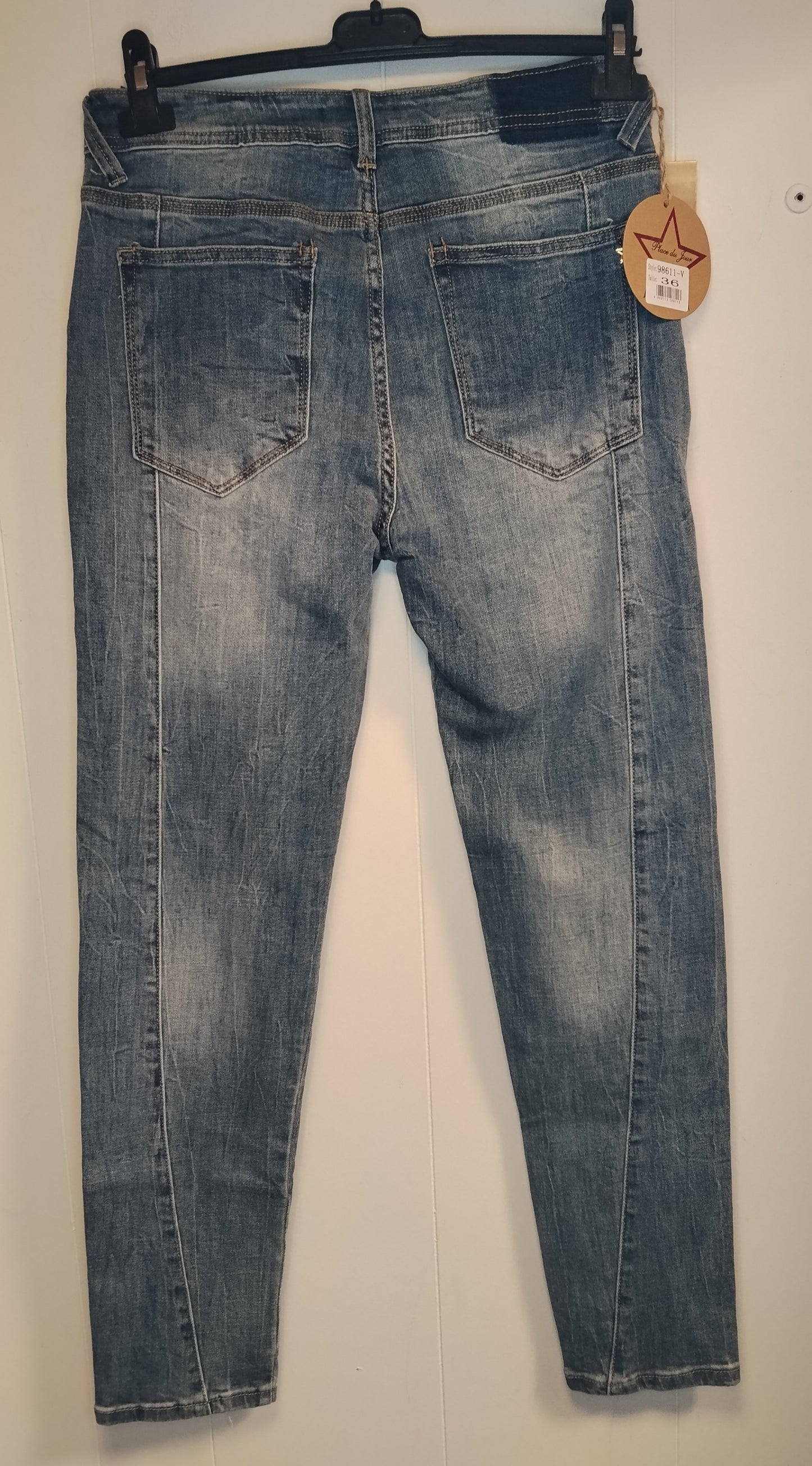 Jeans Place du Jour donna taglia 40 lavaggio chiaro effetto used