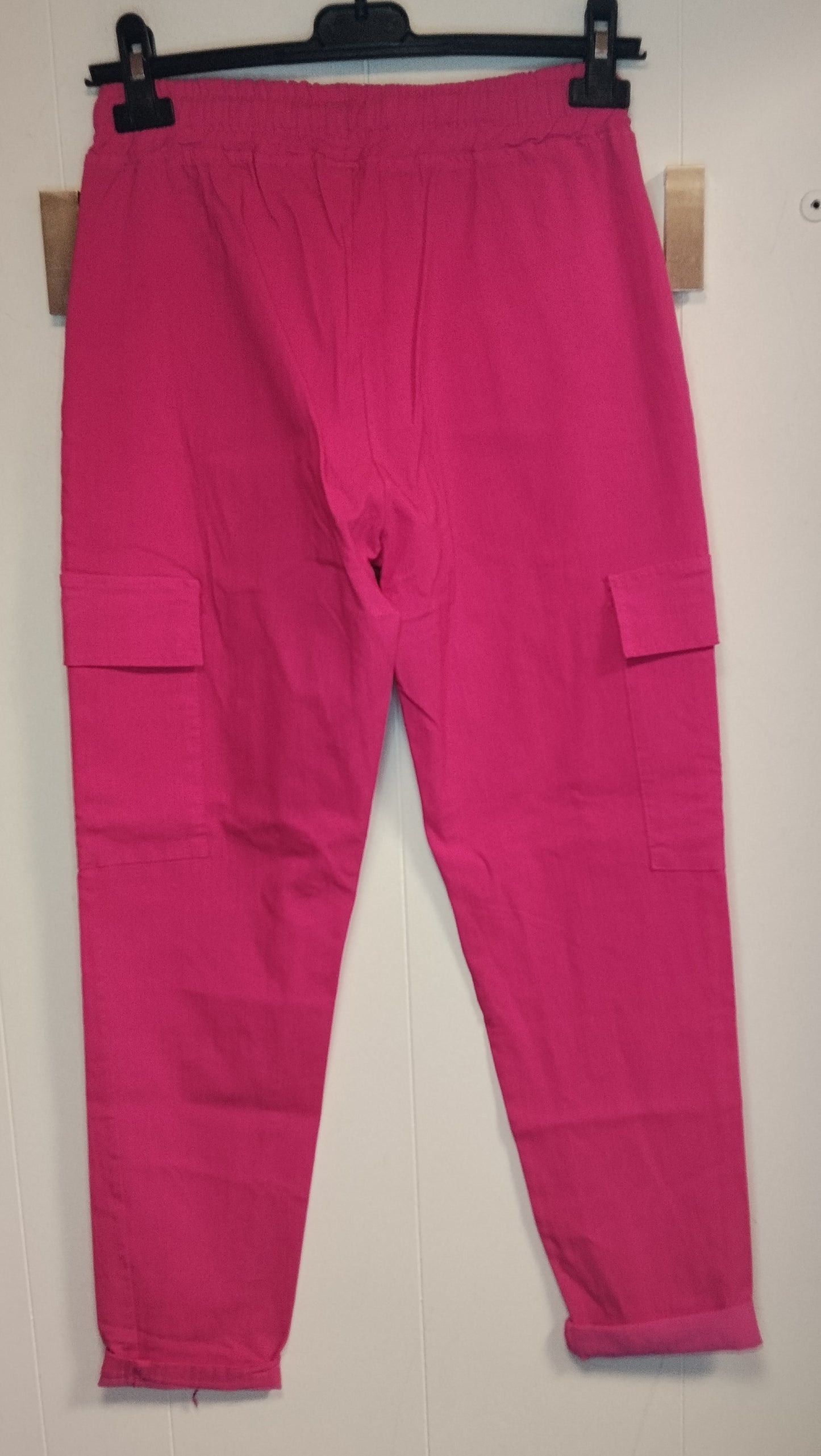 Pantaloni cargo donna taglia 40 fucsia con tasche laterali