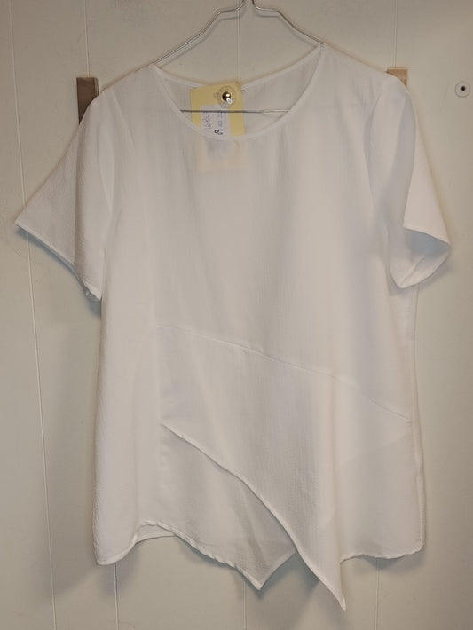 Blusa bianca asimmetrica senza marca taglia L