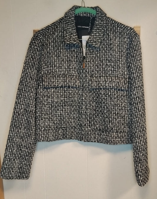 Giacca corta donna Les Copains tweed bianco nero taglia S