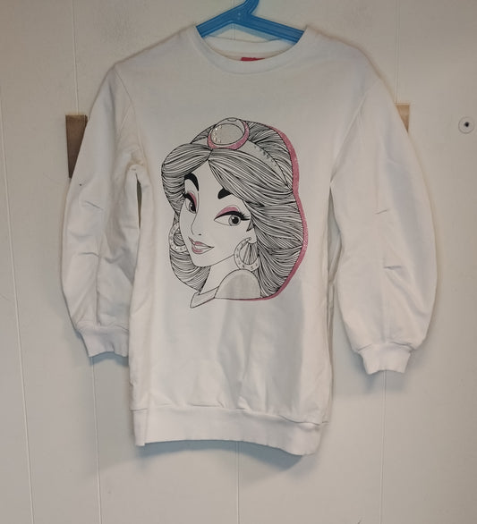 Felpa bambina Disney bianca Principessa Jasmine taglia 4-5 anni