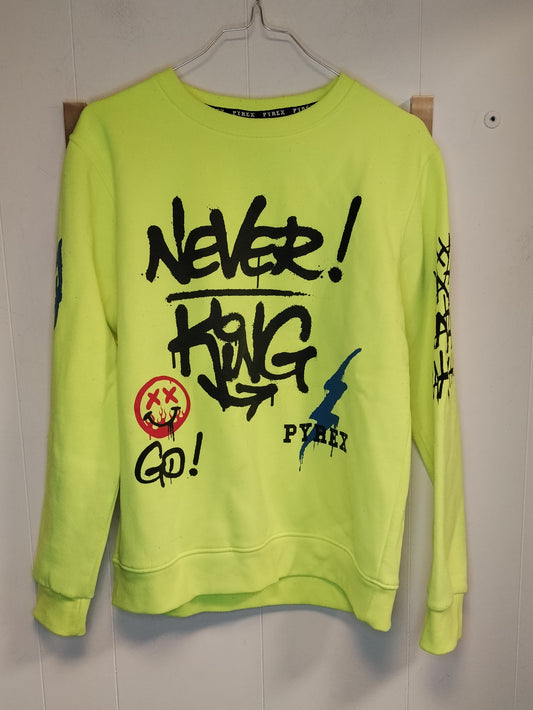 Felpa Pyrex giallo fluo con stampa graffiti taglia S